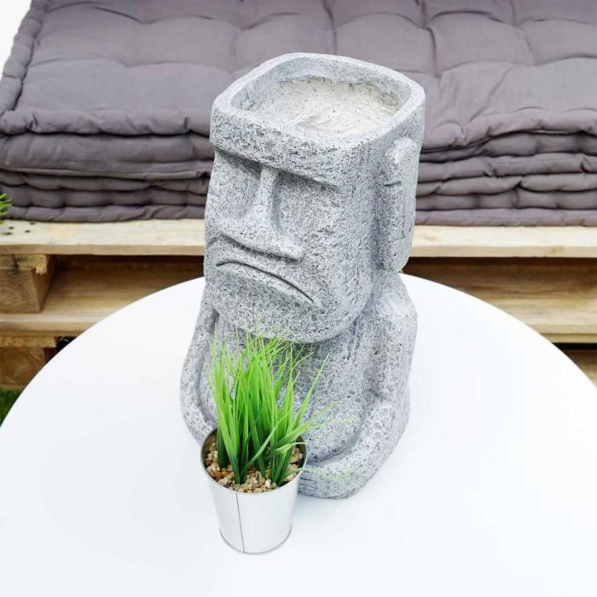 Paris Prix Statuette Porte Plante  Aztèque  46cm Gris