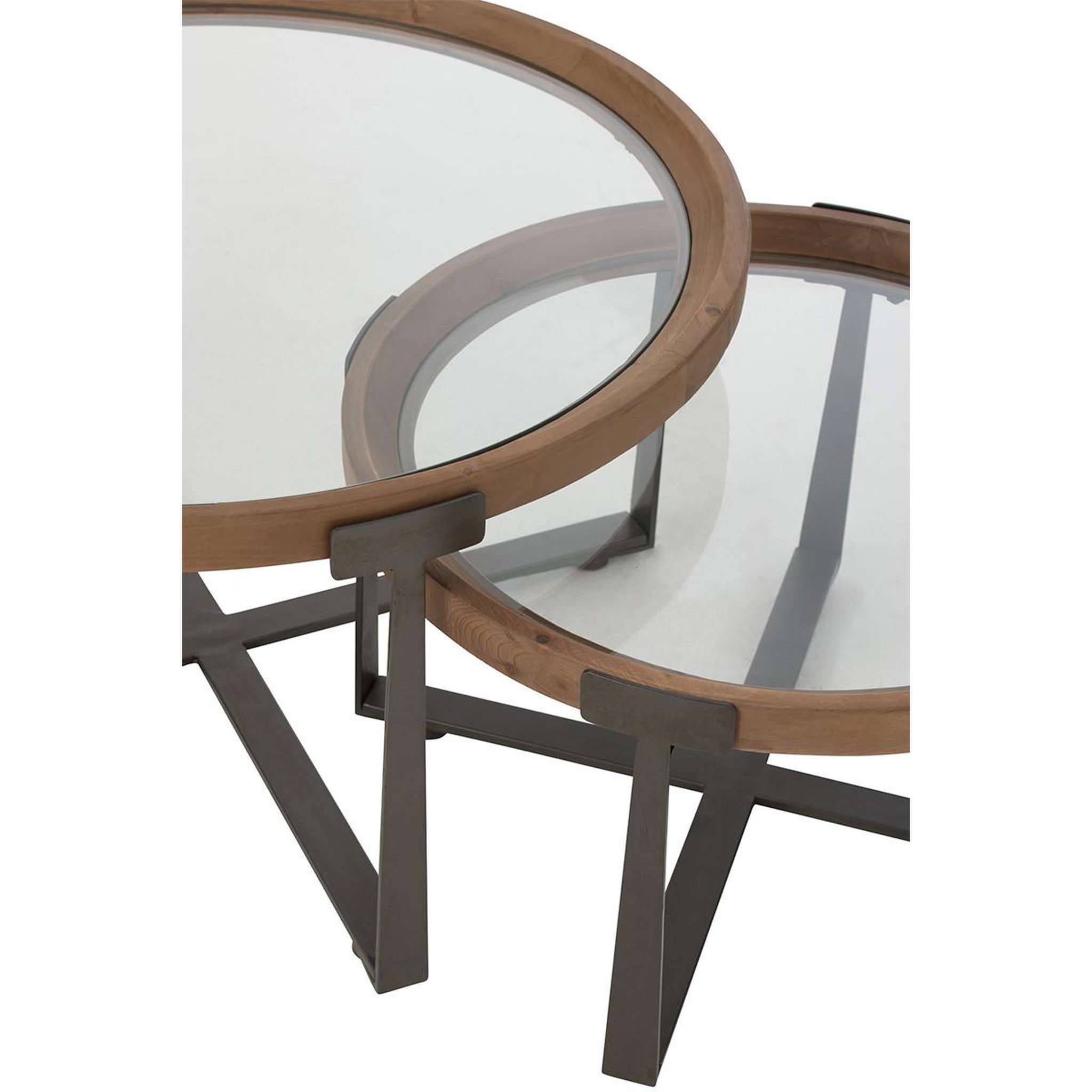 Voir la diapositive 3 : J-LINE Lot de 2 tables basses en verre  luki  80cm naturel
