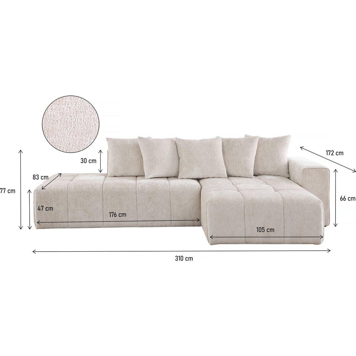 Habitat et Jardin Canapé d'angle en tissu chenille  Haussmann  3 places - Beige