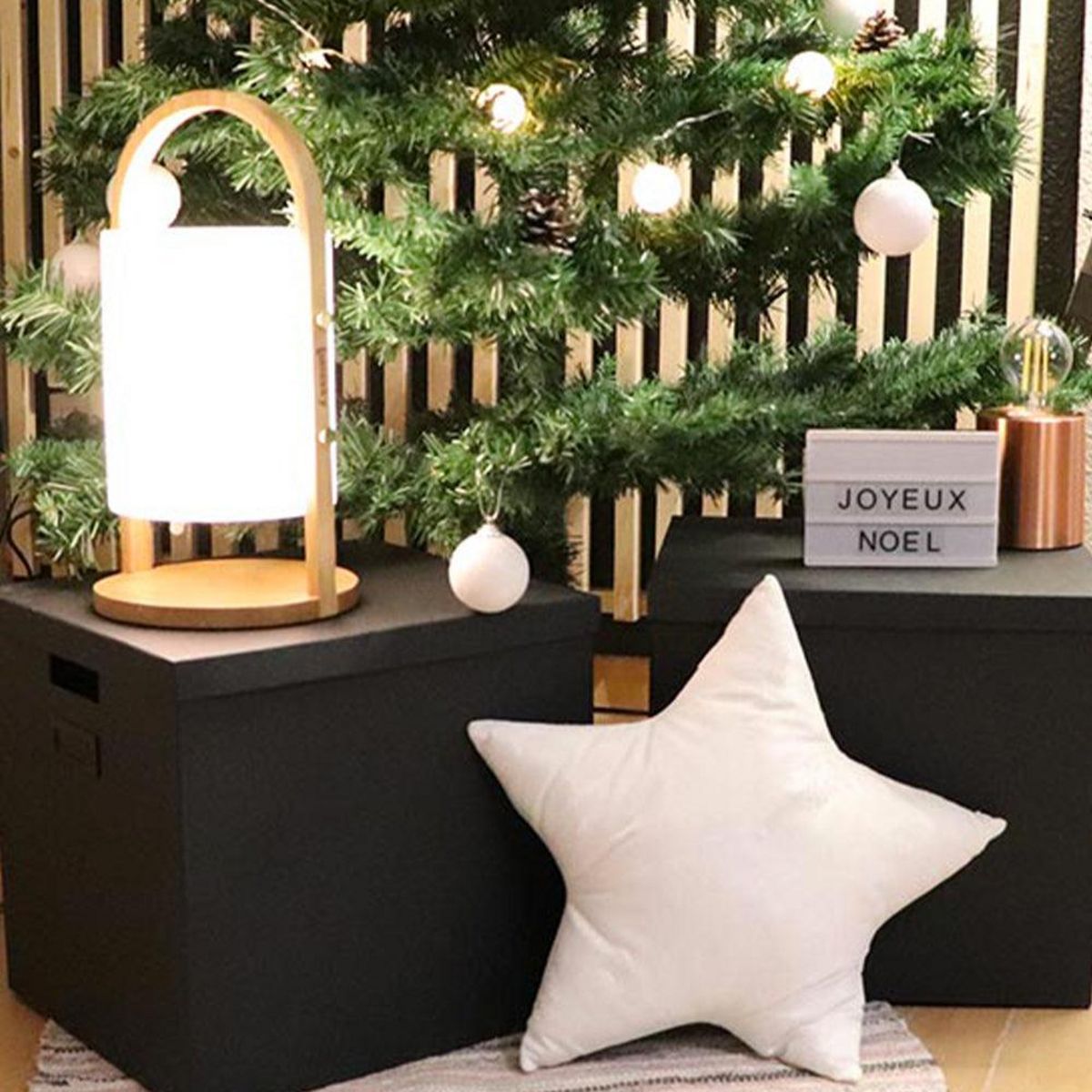 Lumisky Lampe enceinte bluetooth sans fil WOODY Bois Bois H37CM