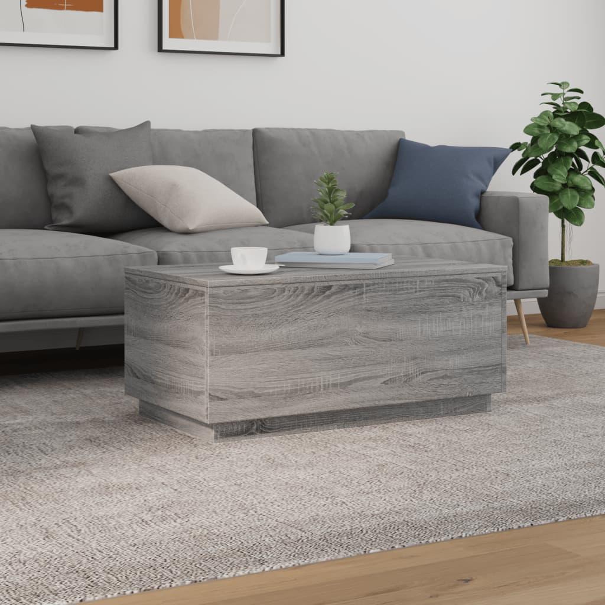 Voir la diapositive 4 : VIDAXL Table basse avec lumieres LED gris sonoma 90x50x40 cm