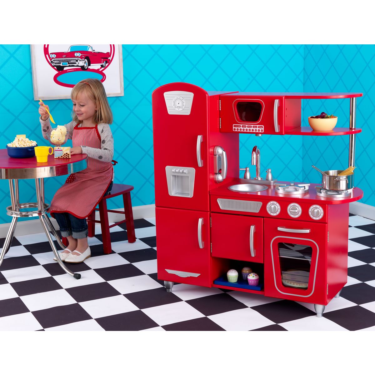 Kidkraft Cuisine enfant vintage rouge en bois
