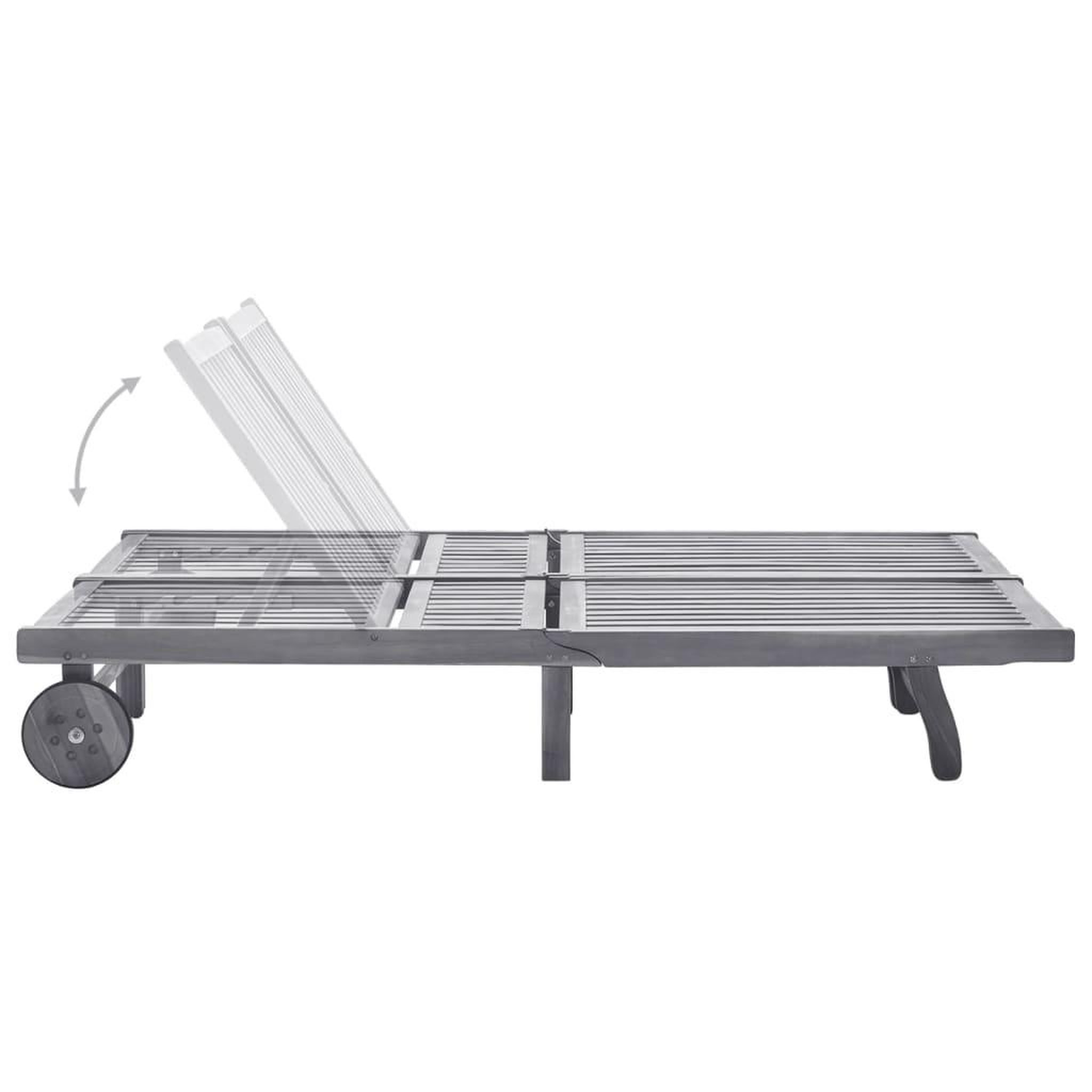 Voir la diapositive 3 : VIDAXL Chaise longue de jardin 2 places avec coussin Gris Acacia