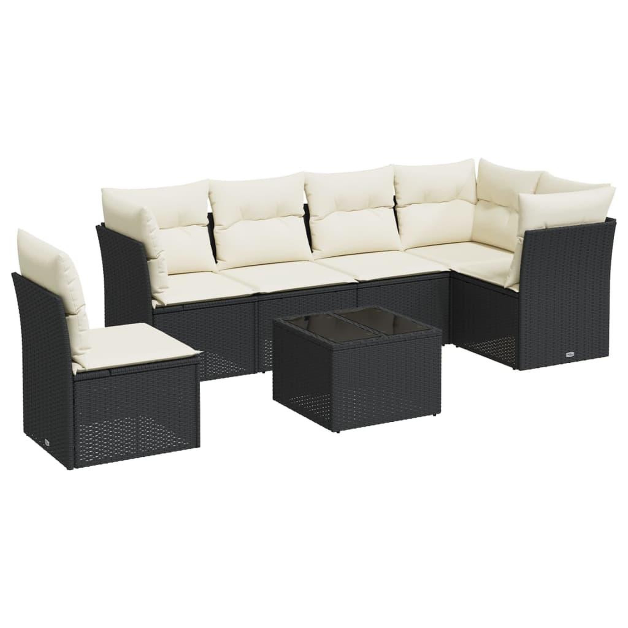 Voir la diapositive 2 : VIDAXL Salon de jardin 7 pcs avec coussins noir resine tressee