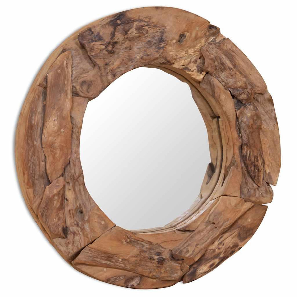 VIDAXL Miroir decoratif Teck 60 cm Rond