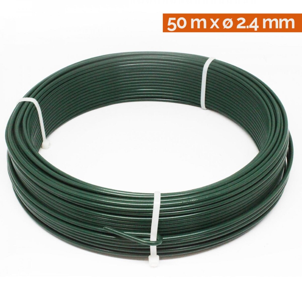 LINXOR Fil de tension en acier galvanisé plastifié pour grillage ou autre - 50 m x 2.4mm Ø - Vert
