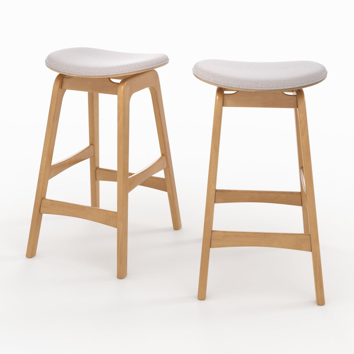 Rendez vous déco Lot de 2 tabourets pour îlot central 65,5 cm en bois et tissu beige-Jude