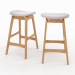 Rendez vous déco Lot de 2 tabourets pour îlot central 65,5 cm en bois et tissu beige-Jude
