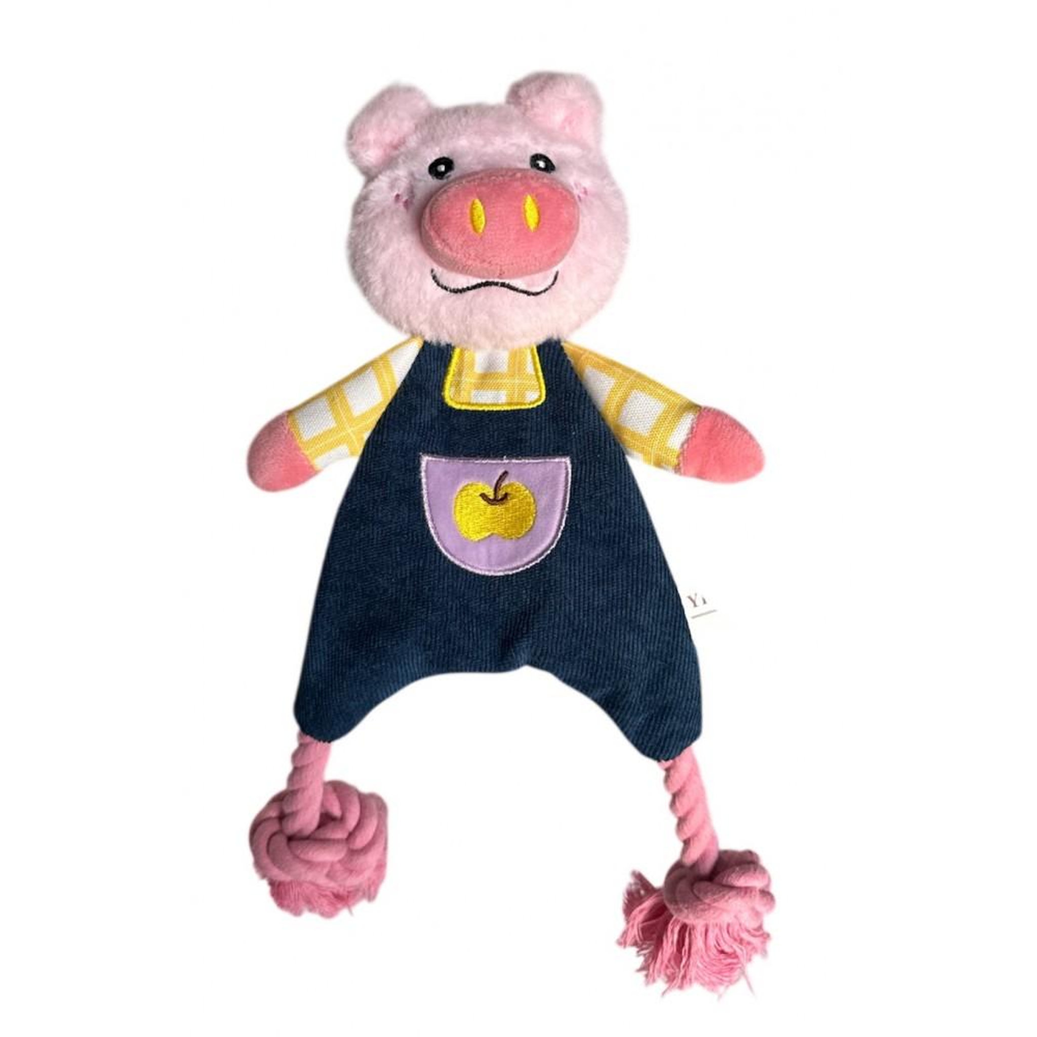 MON AMI LUKI MON AMI LUKI - Jouet chien corde peluche forme animaux - jeu, mastication et traction. Coloris disponibles : Rose, Blanc, Gris