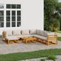 Voir la diapositive 1 : VIDAXL Salon de jardin 9 pcs avec coussins gris clair bois massif