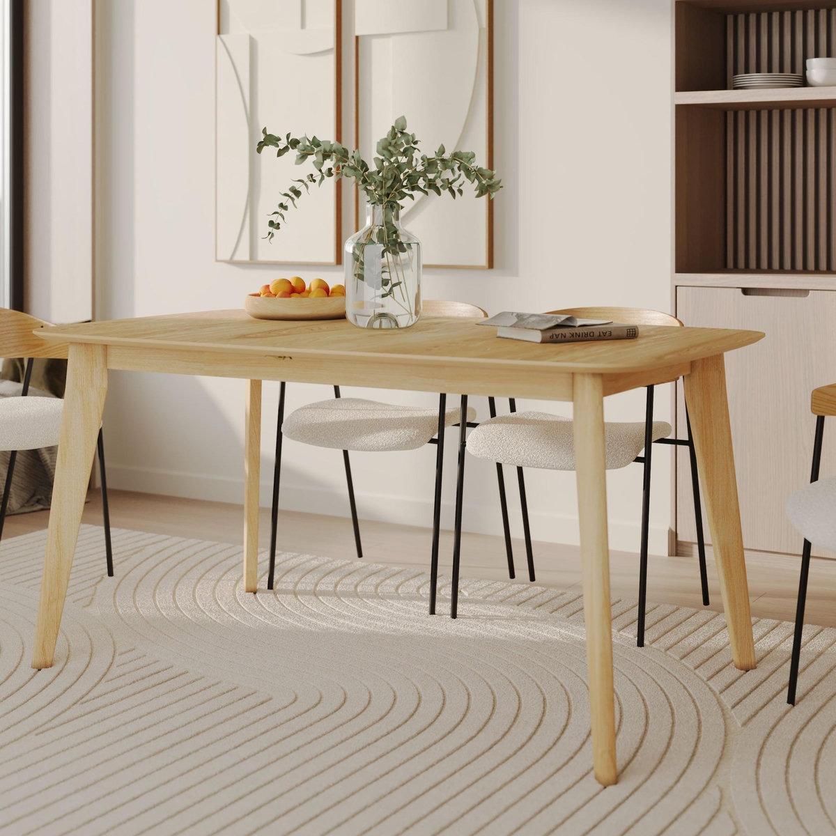 Rendez vous déco Table rectangulaire 4/6 personnes extensible en bois clair 150/180 cm-Oman