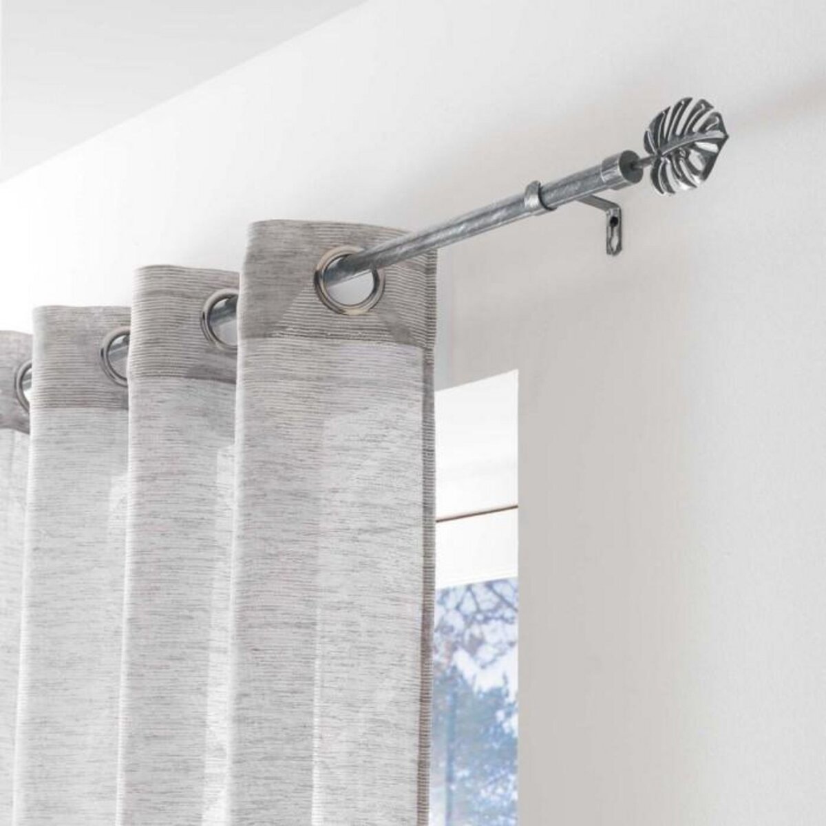 Paris Prix Kit Tringle Déco Extensible  Tropi  120-210cm Gris