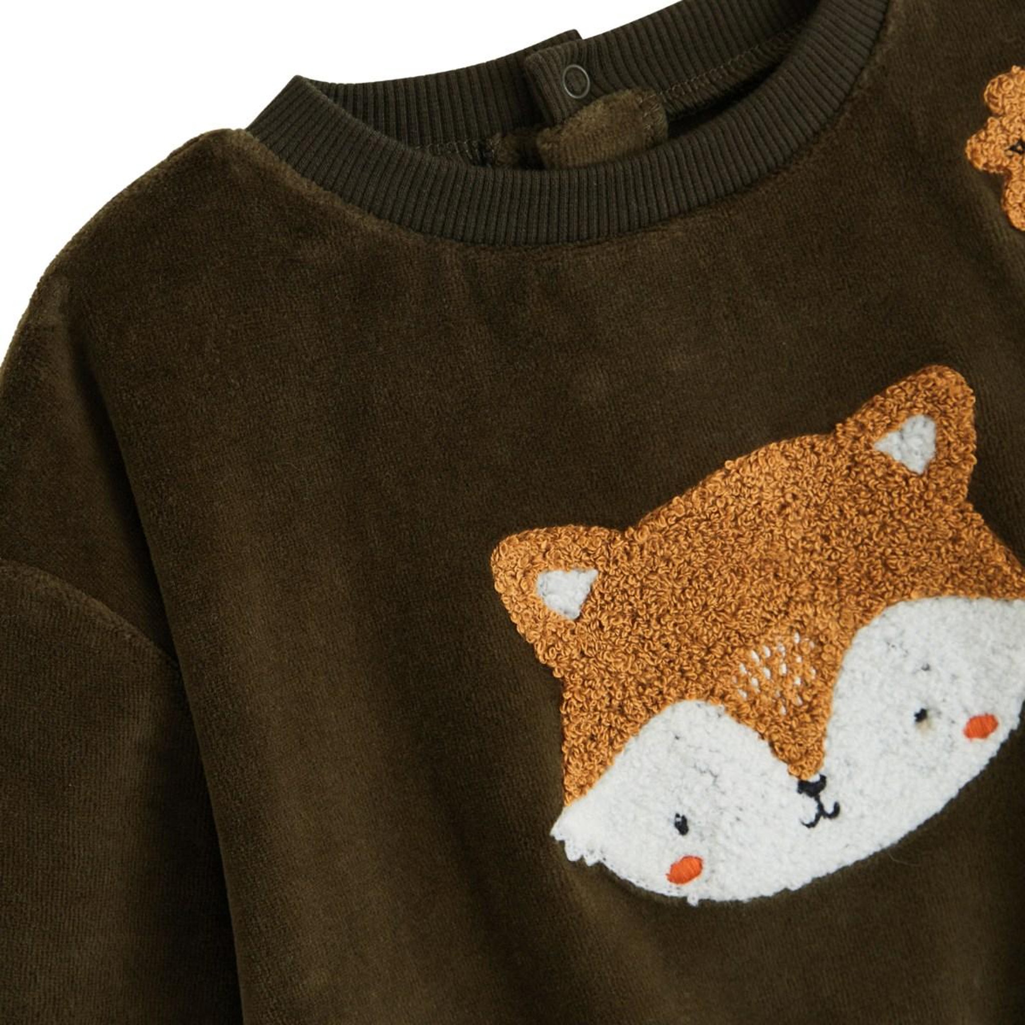 Voir la diapositive 3 : PETIT BEGUIN Sweat-shirt bébé en velours ginkgo