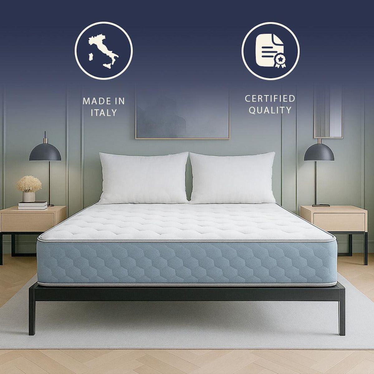 THE WHITE STONE Matelas Orthopédique 80x190 cm en Waterfoam & Mémoire de Forme | Hauteur 22 cm | Dispositif Médical Classe 1 | Hypoallergénique & Anti-acariens | Fabriqué en Italie