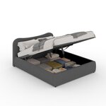 CONCEPT USINE Lit coffre 140x190cm design arrondi velours côtelé gris PLANO