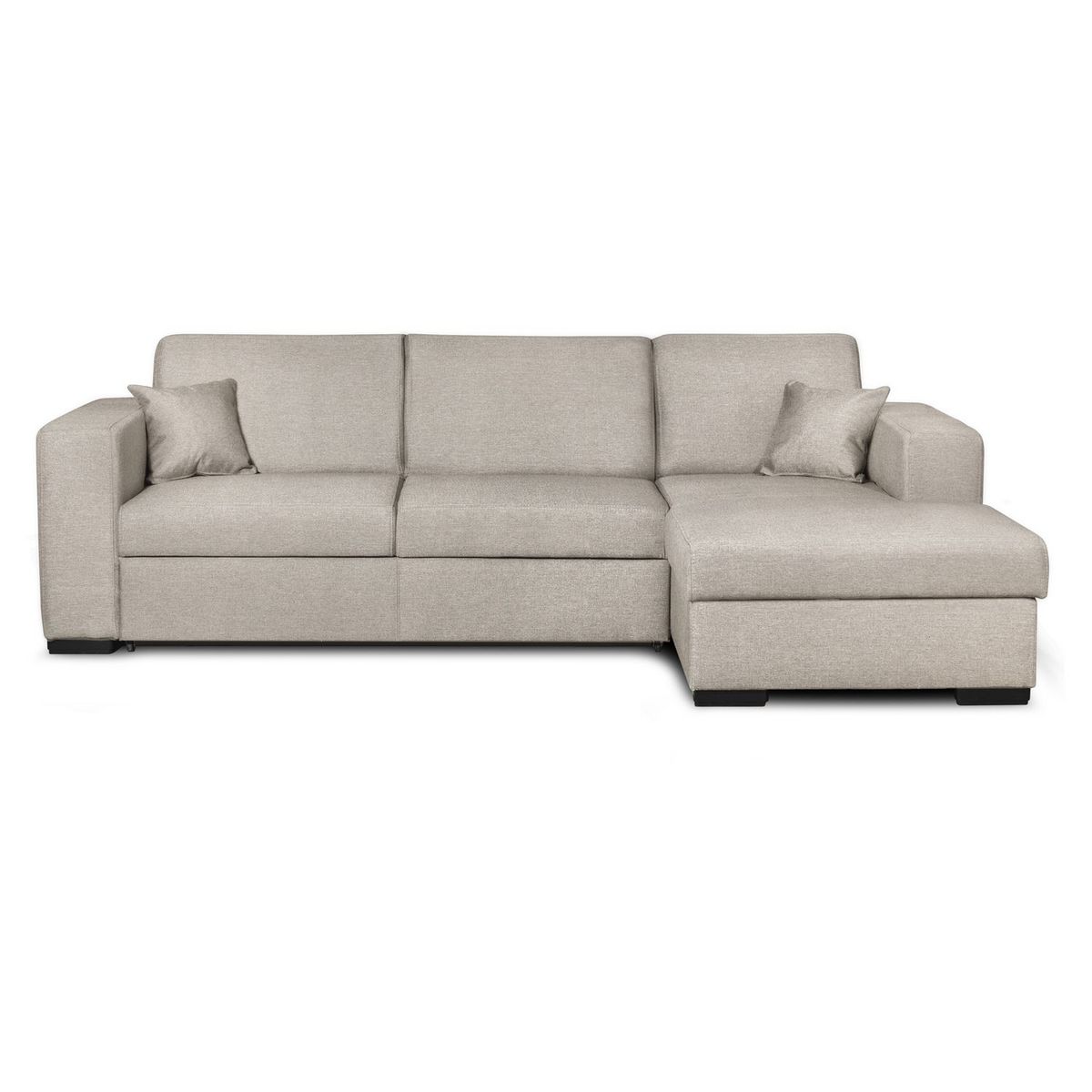 Canapé d'angle droit convertible 4 places avec coffre  de rangement revêtement tissu CARIBEA 