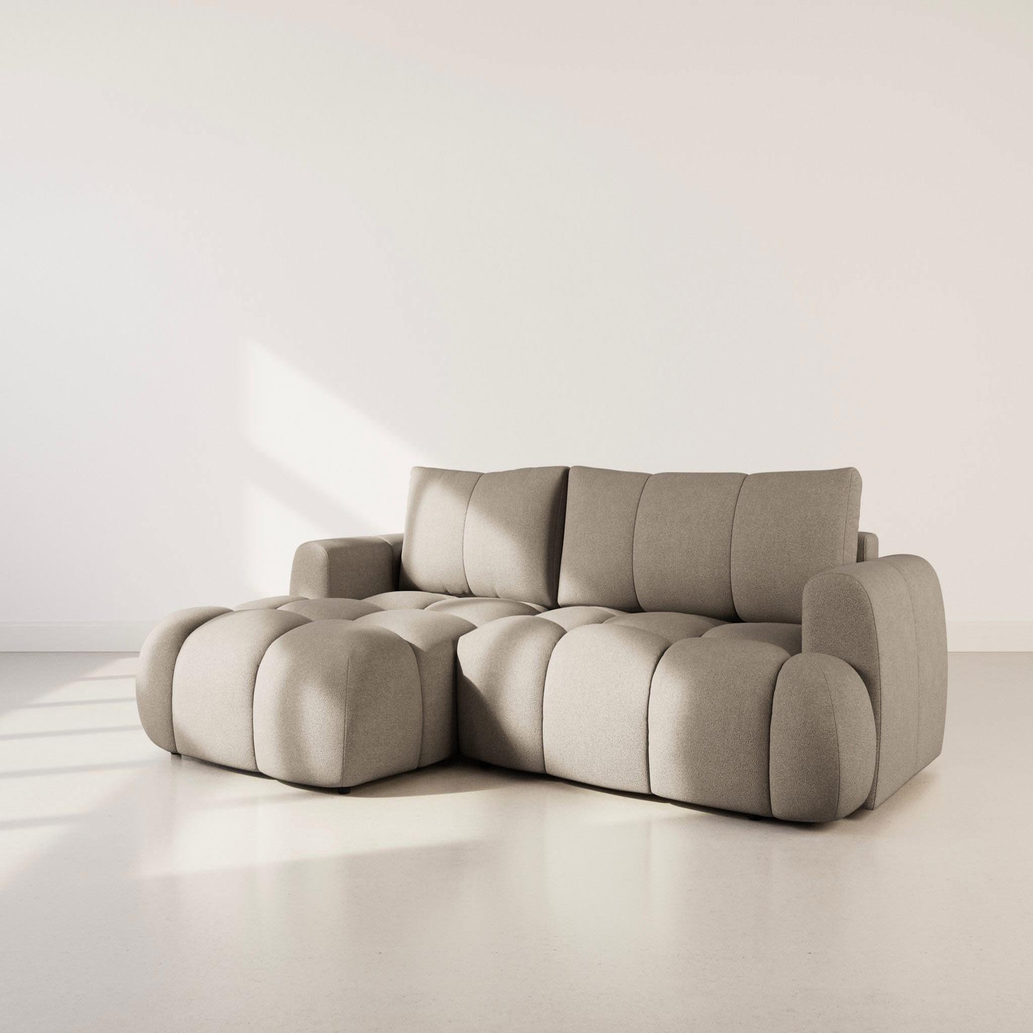 Voir la diapositive 3 : BEST MOBILIER Yulin - canapé d'angle gauche 4 places convertible avec coffre en tissu bouclette