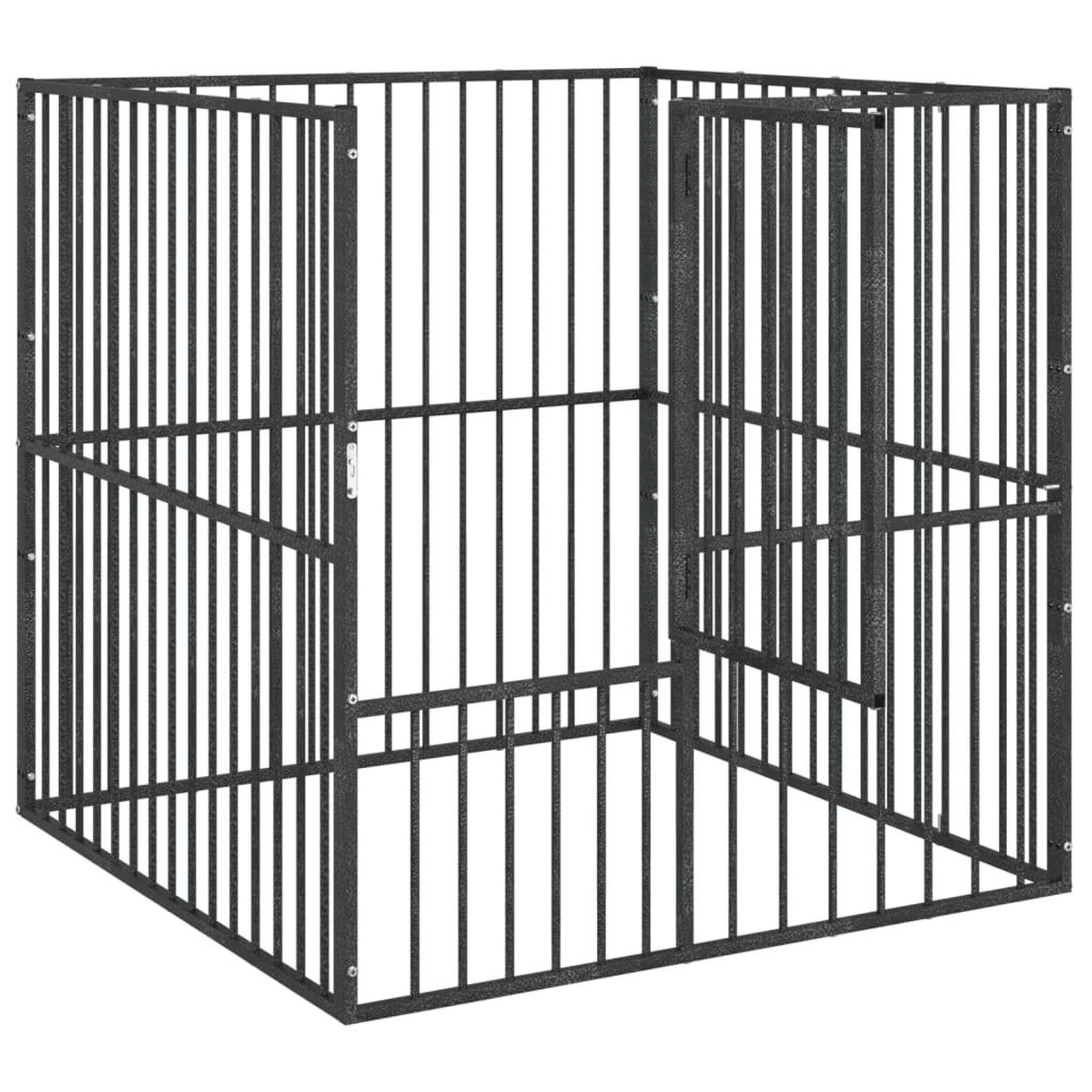 Voir la diapositive 4 : VIDAXL Parc pour chien 4 panneaux noir acier galvanise