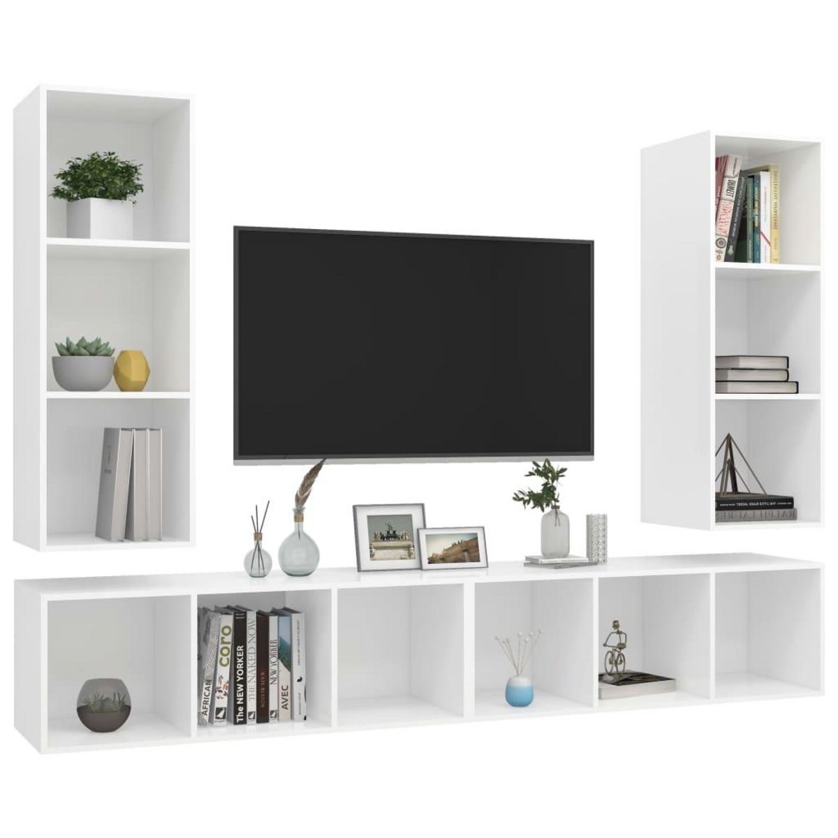 VIDAXL Meubles TV muraux 4 pcs Blanc Bois d'ingenierie