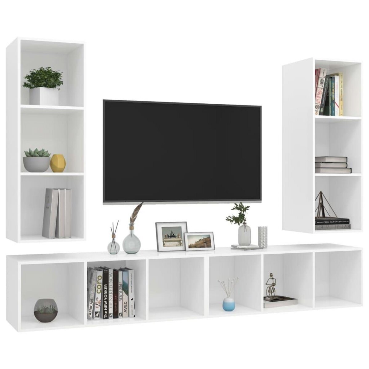 VIDAXL Meubles TV muraux 4 pcs Blanc Bois d'ingenierie