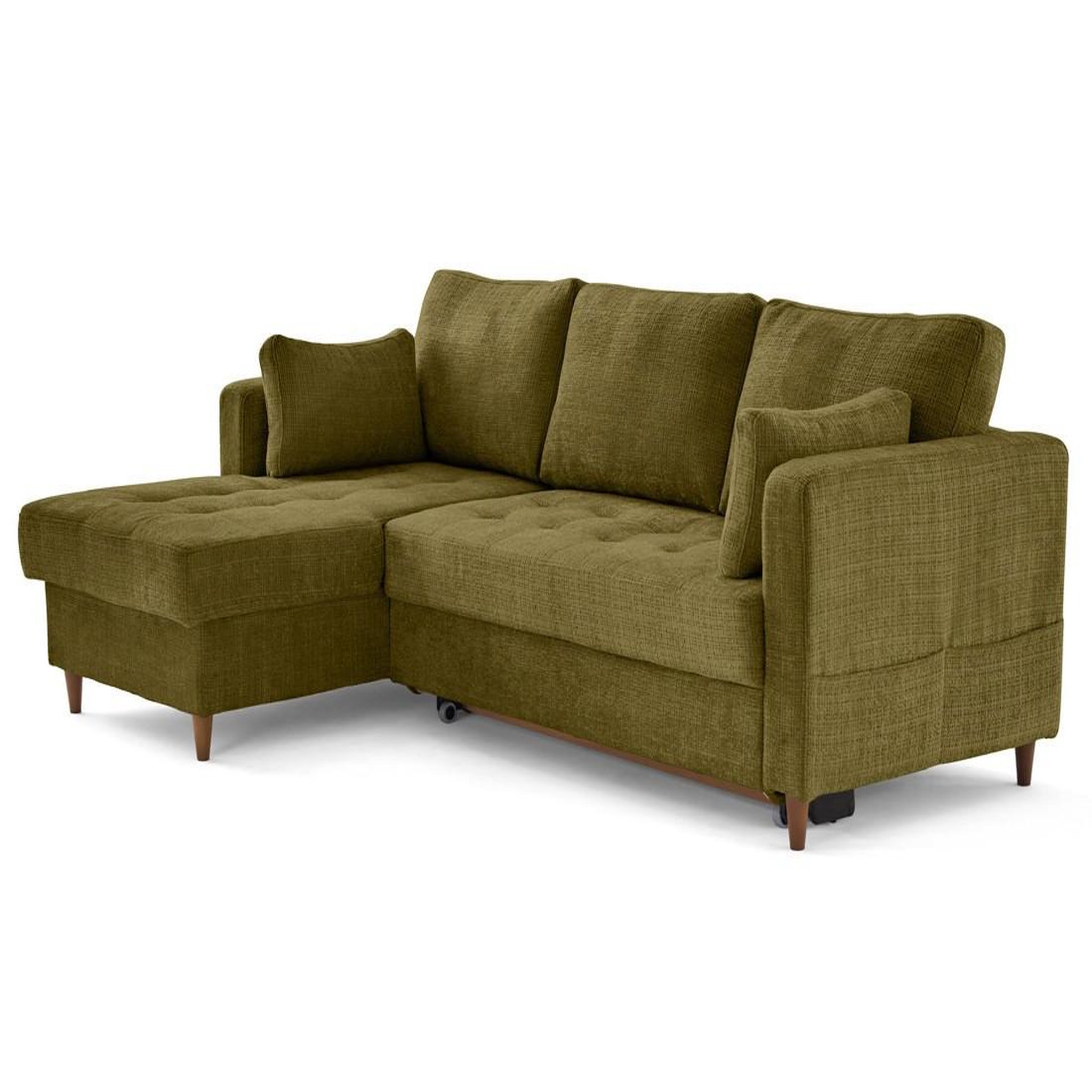 Voir la diapositive 4 : BEST MOBILIER Anna - canapé d'angle gauche 4 places convertible avec coffre en velours texturé
