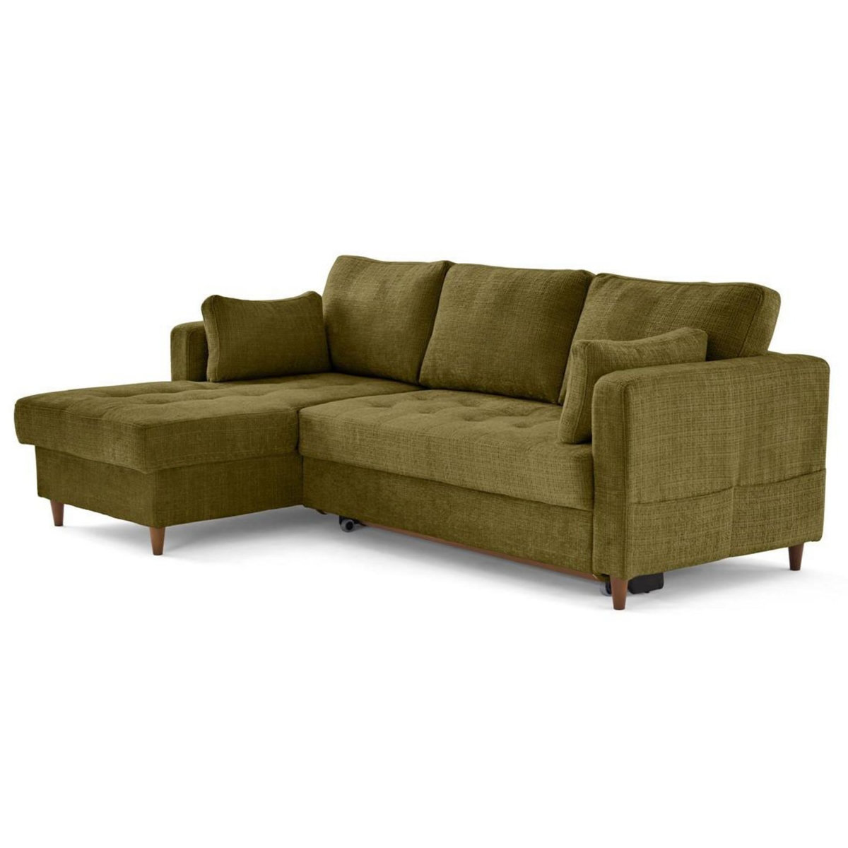 LISA DESIGN Anna - canapé d'angle gauche 4 places convertible avec coffre en velours texturé