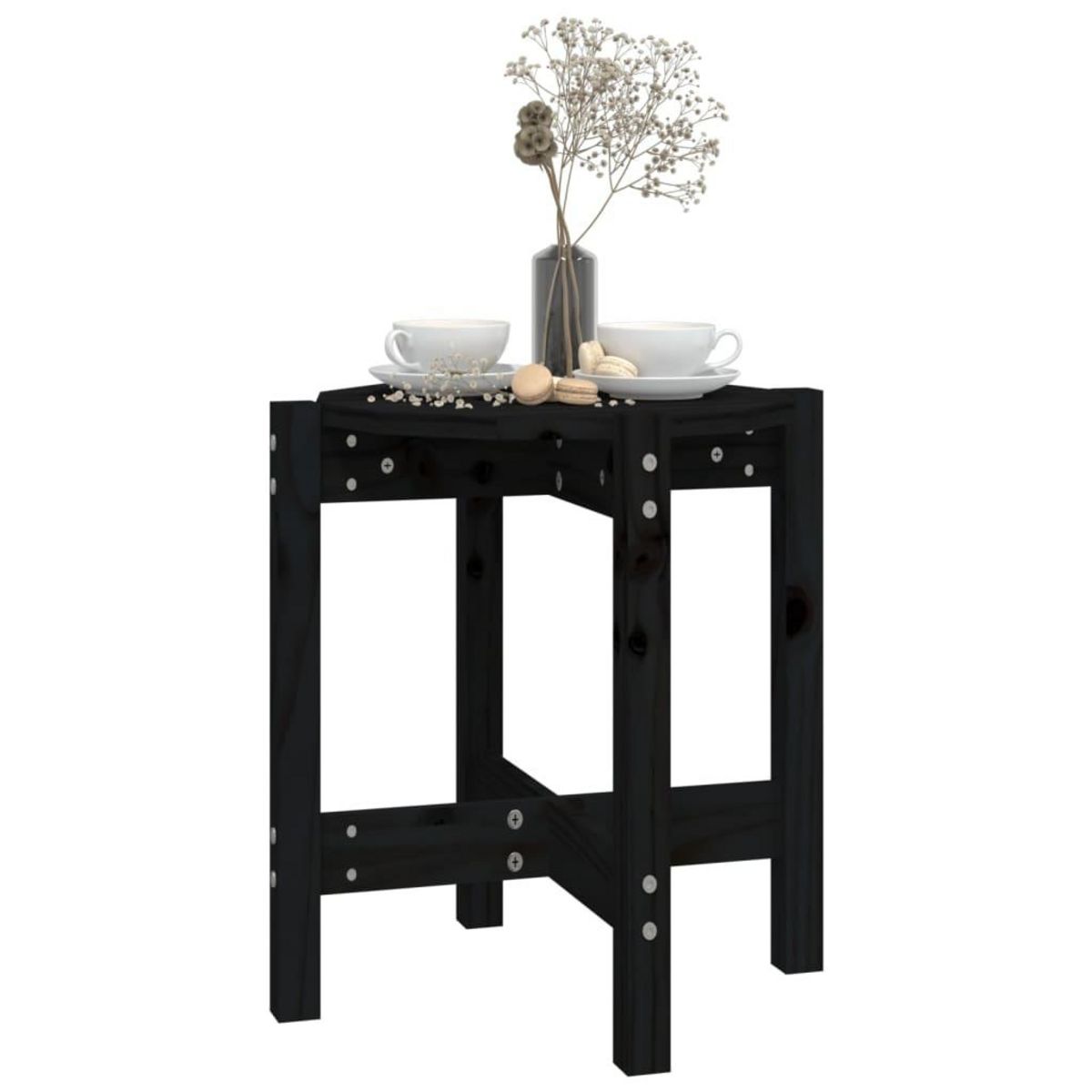 VIDAXL Table basse Noir Ø 42,5x45 cm Bois massif de pin