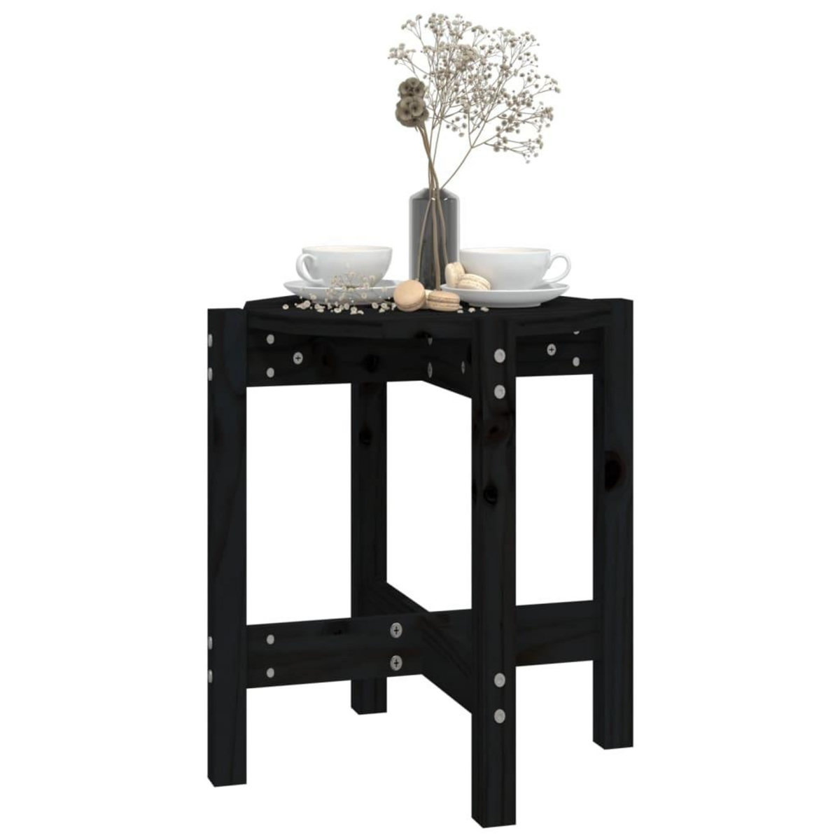VIDAXL Table basse Noir Ø 42,5x45 cm Bois massif de pin