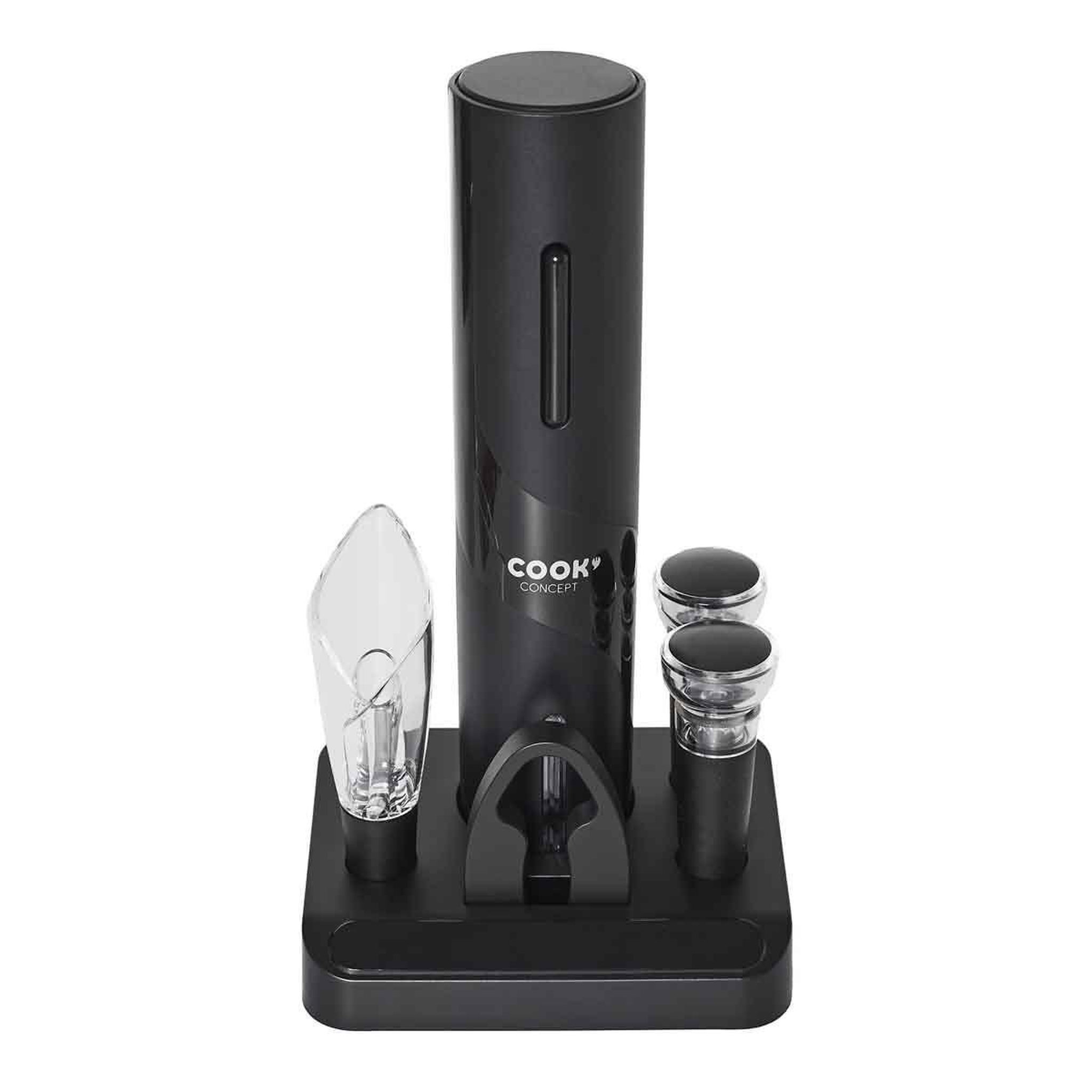 COOK CONCEPT Coffret à vin avec support  5 accessoires  30cm noir