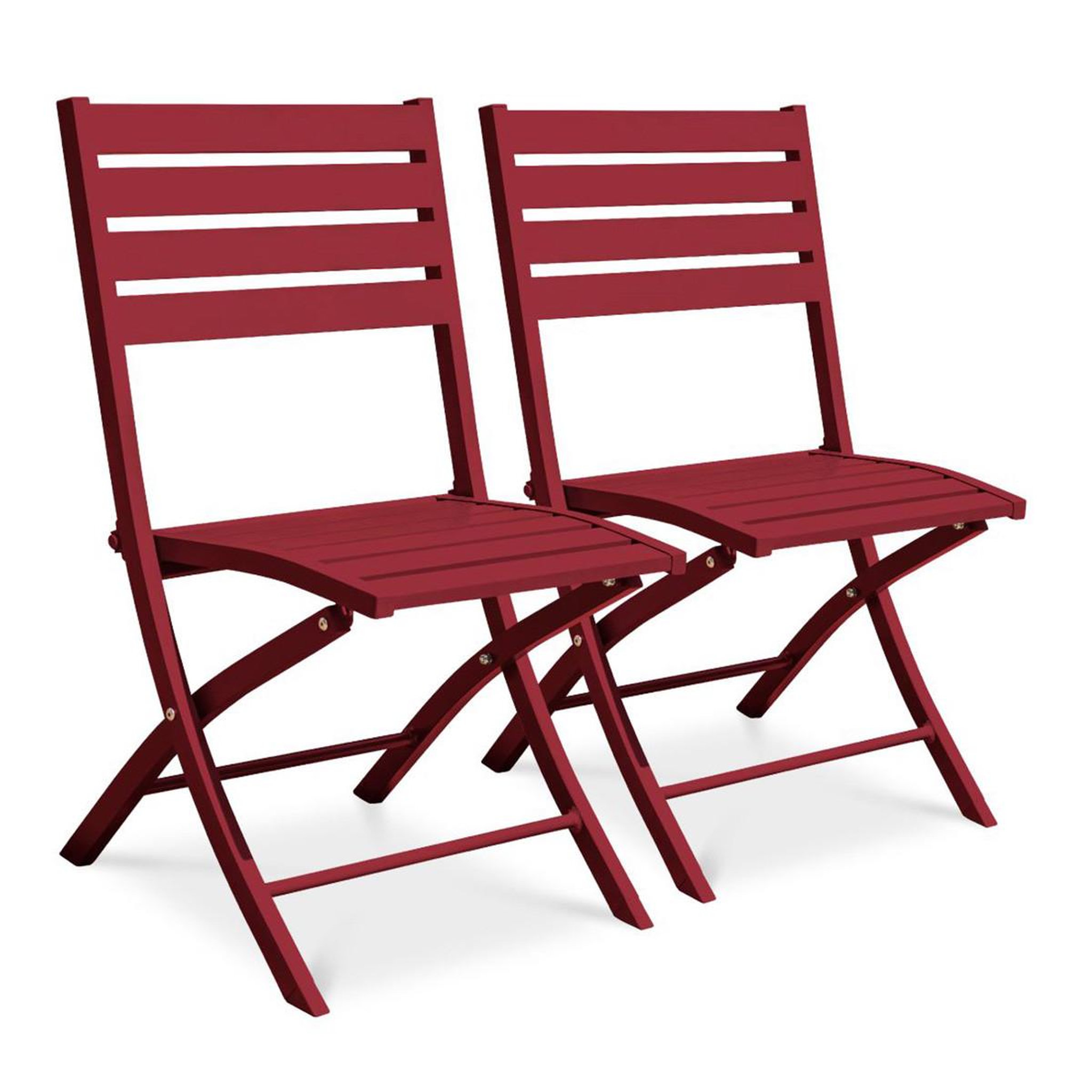 Paris Prix Lot de 2 chaises de jardin pliantes  marius  82cm rouge carmin