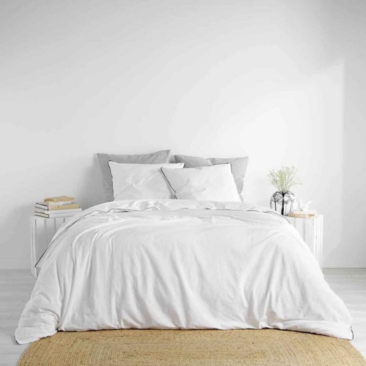 Paris Prix Parure de Lit 3 Pièces  Linette  240x220cm Blanc