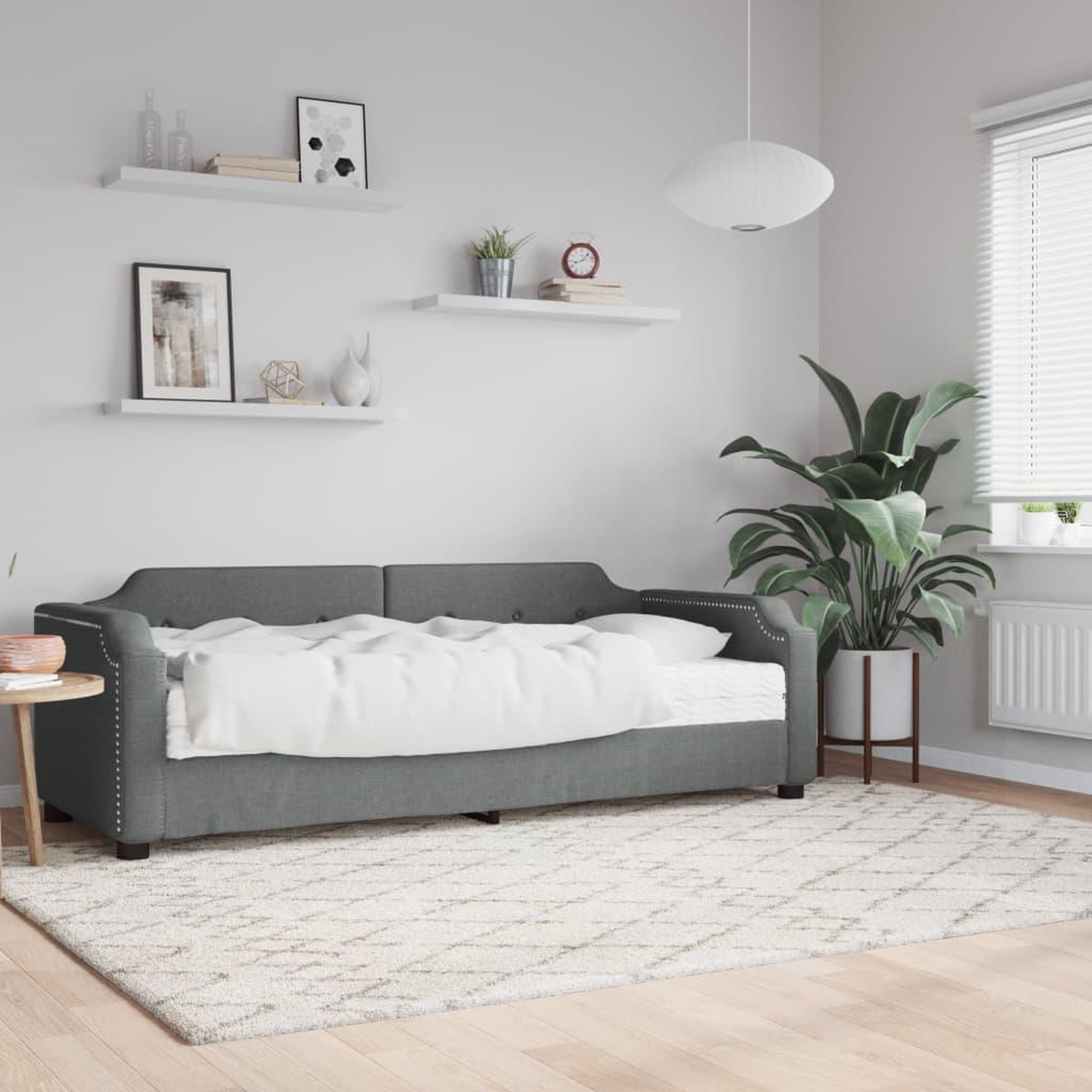 VIDAXL Lit de jour avec matelas gris fonce 100x200 cm tissu
