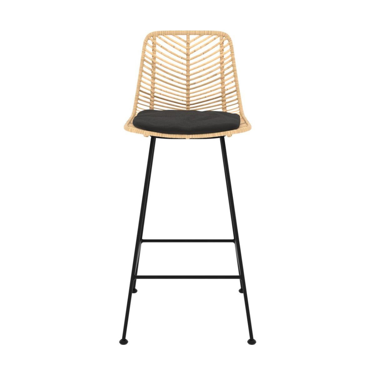 Rendez vous déco Lot de 2 chaises pour îlot central 66 cm en rotin naturel et noir-Tamara