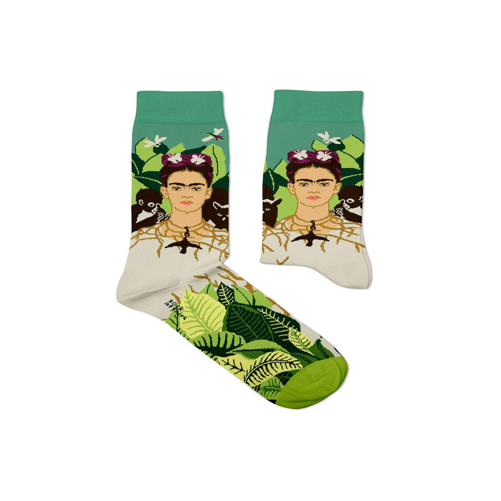 SOCK AFFAIRS Chaussettes Frida Kahlo Autoportrait - Vert