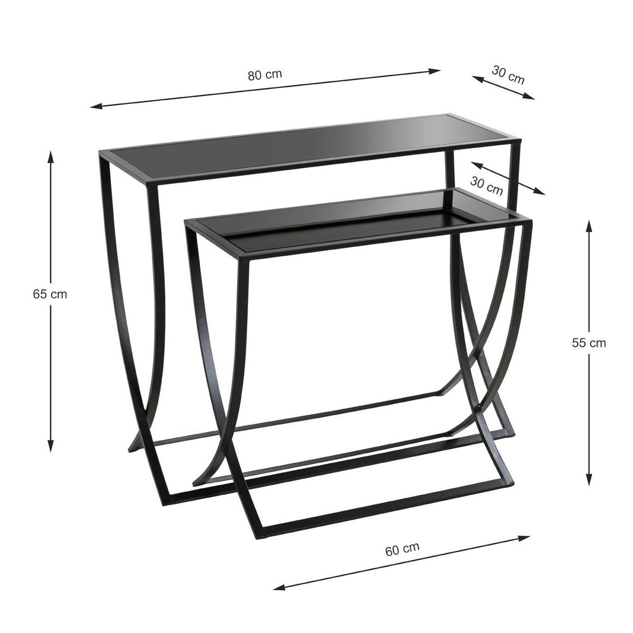 Voir la diapositive 5 : Paris Prix Lot de 2 tables d'appoint  anico  80cm noir laqué