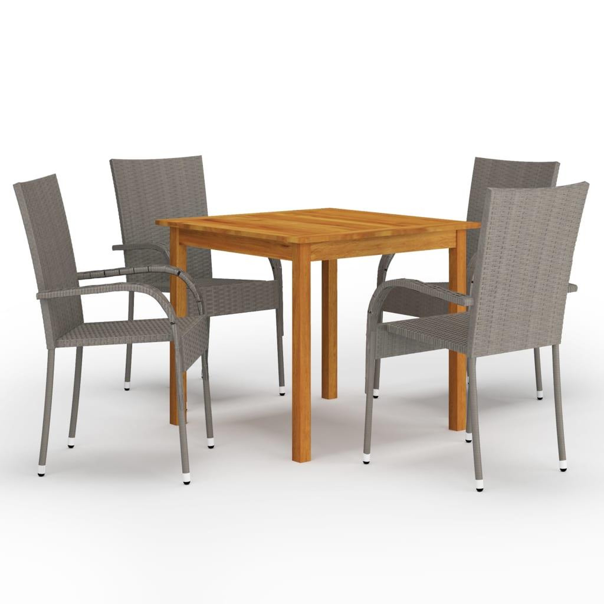 Voir la diapositive 1 : VIDAXL Ensemble a manger de jardin 5 pcs Gris