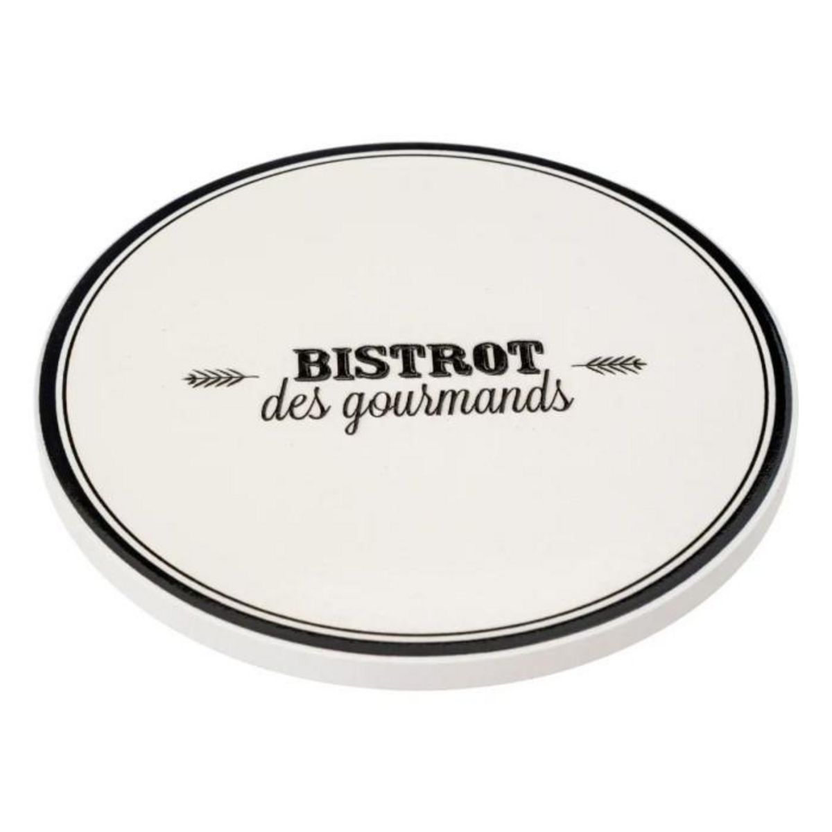 SECRET DE GOURMET Lot de 4 Dessous de Verre  Bistrot  10cm Blanc