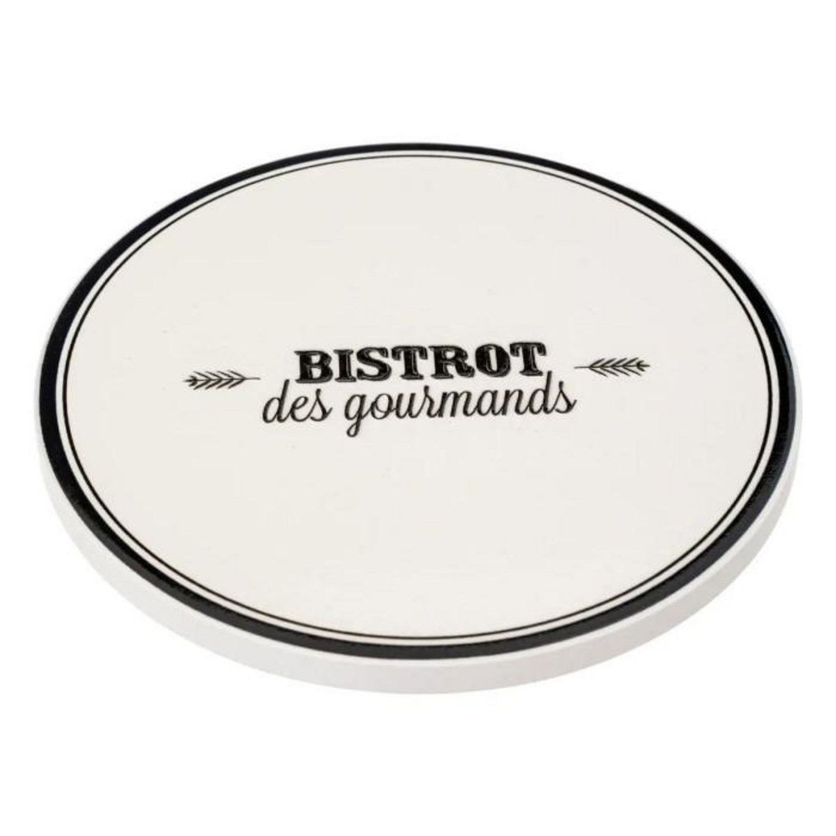 SECRET DE GOURMET Lot de 4 Dessous de Verre  Bistrot  10cm Blanc