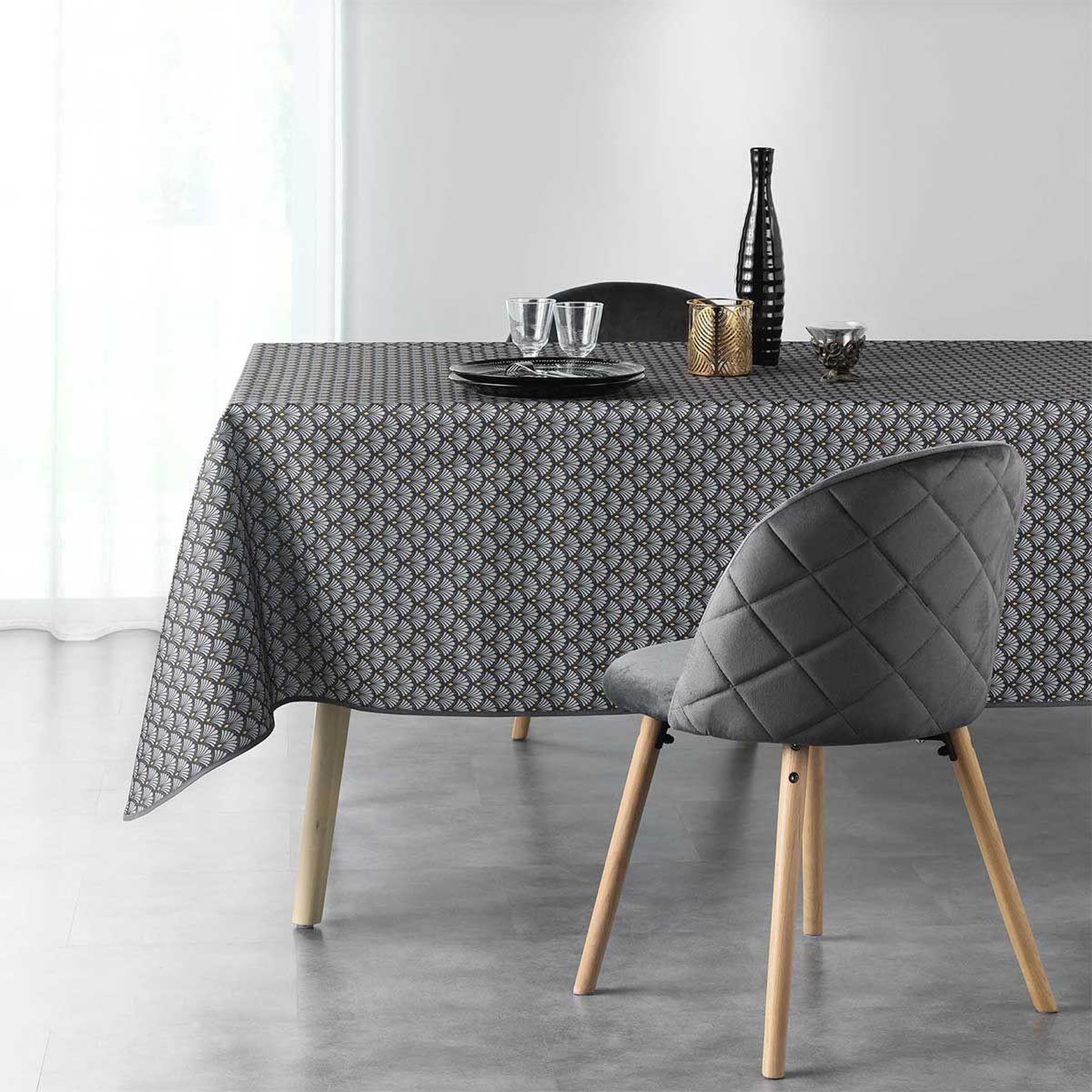 Voir la diapositive 2 : Douceur d'Intérieur Nappe imprimée  art chic  150x240cm anthracite