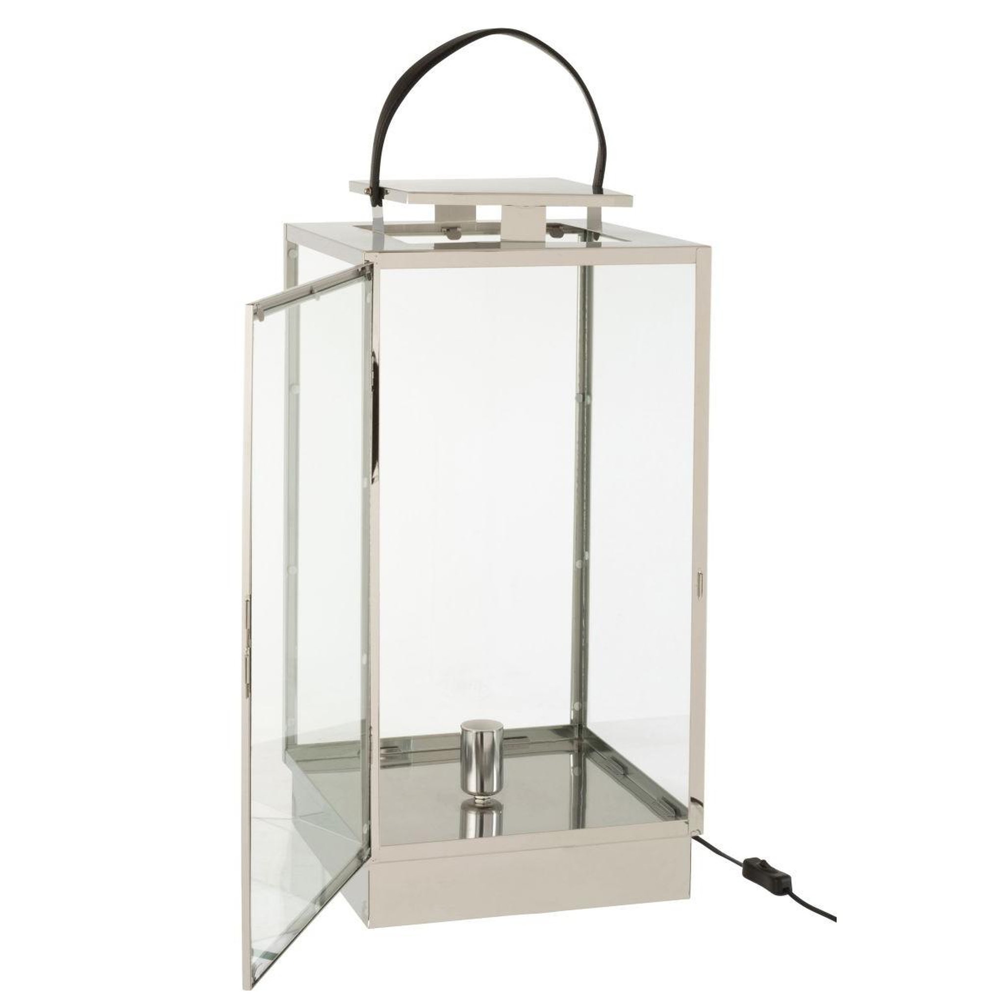 Voir la diapositive 2 : J-LINE Lanterne en Verre  Rosalinda  76cm Argent