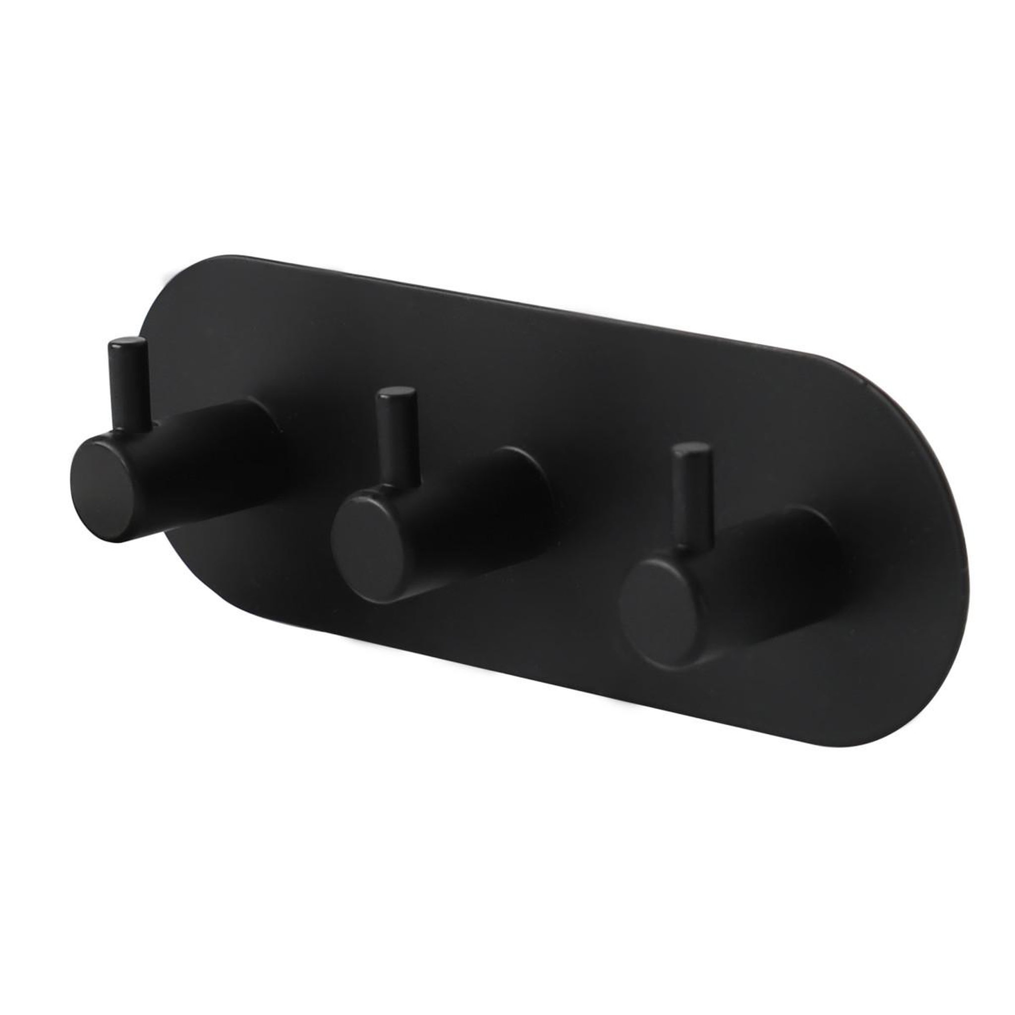 Voir la diapositive 2 : Douceur d'Intérieur Patère adhésive ovale 3 crochets  fixeo  14cm noir