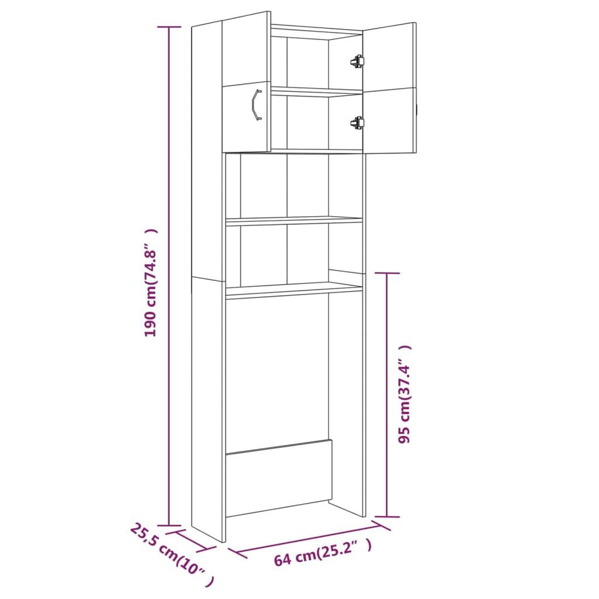 Voir la diapositive 6 : VIDAXL Meuble pour machine a laver Chene marron 64x25,5x190 cm