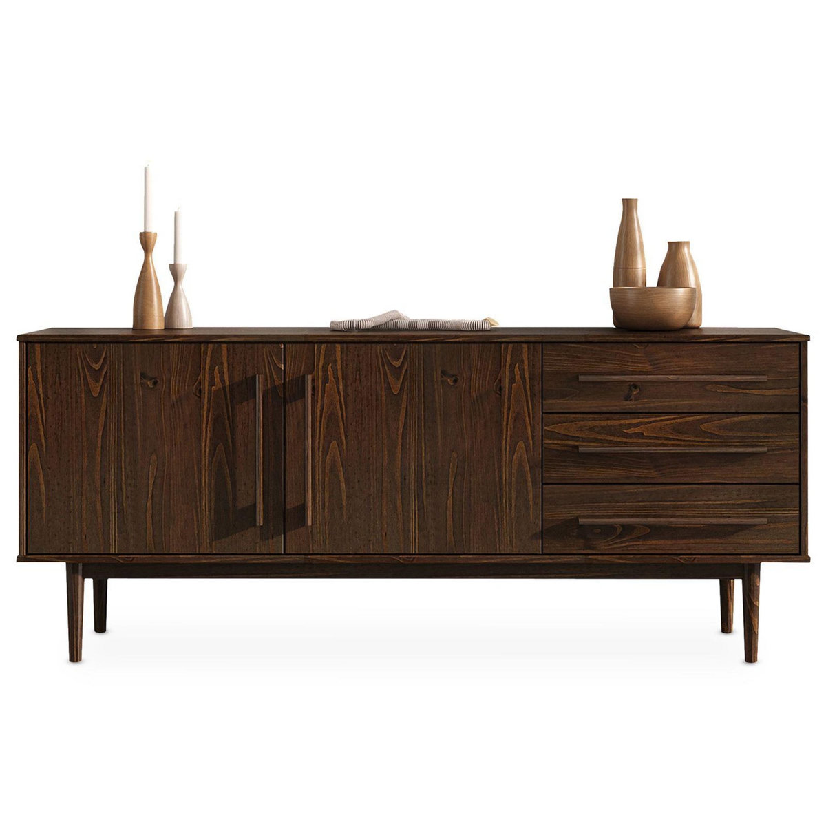 IDIMEX Buffet TECCA L 170 cm 2 portes 3 tiroirs en bois massif