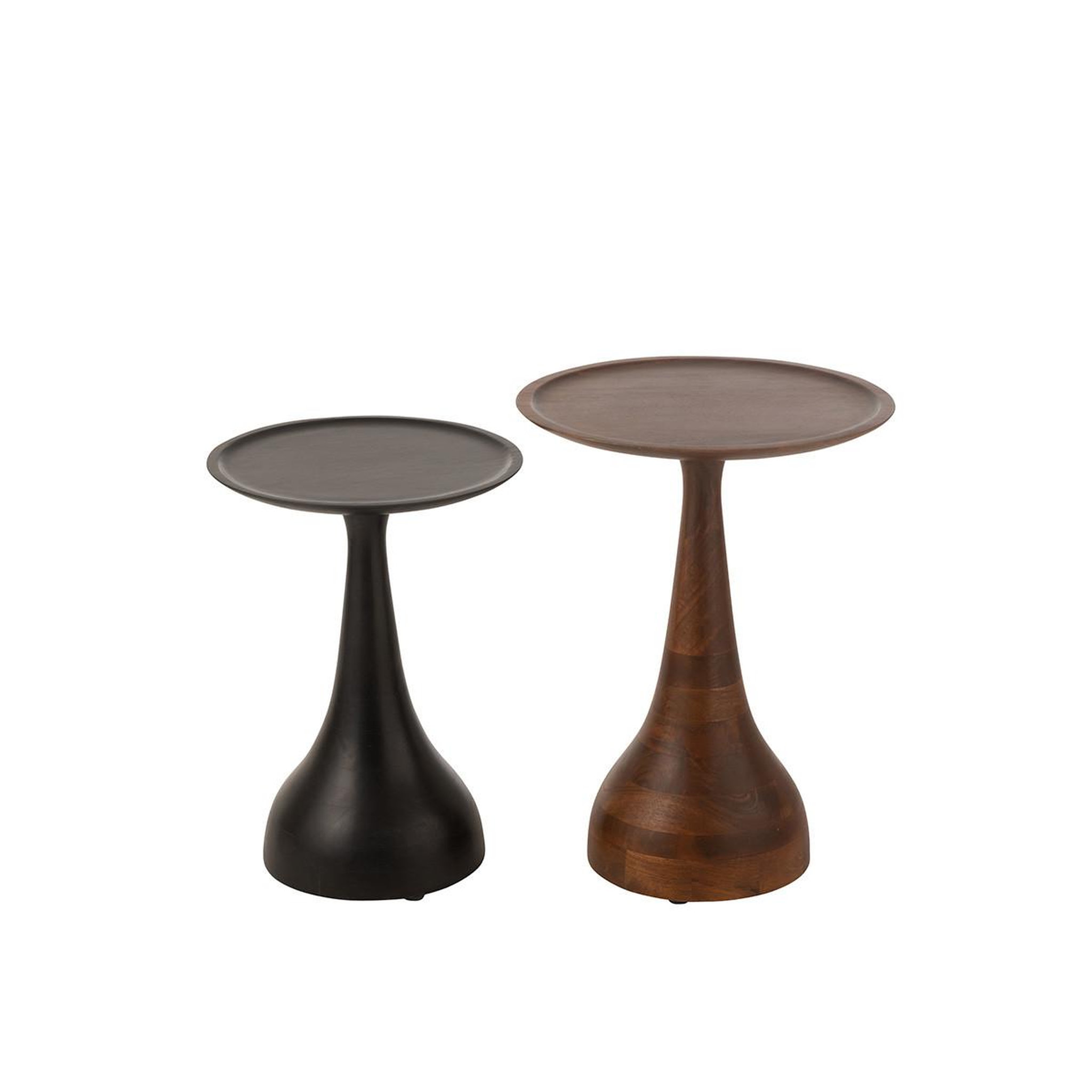 Voir la diapositive 2 : J-LINE Lot de 2 tables d'appoint  paro  59cm marron & noir