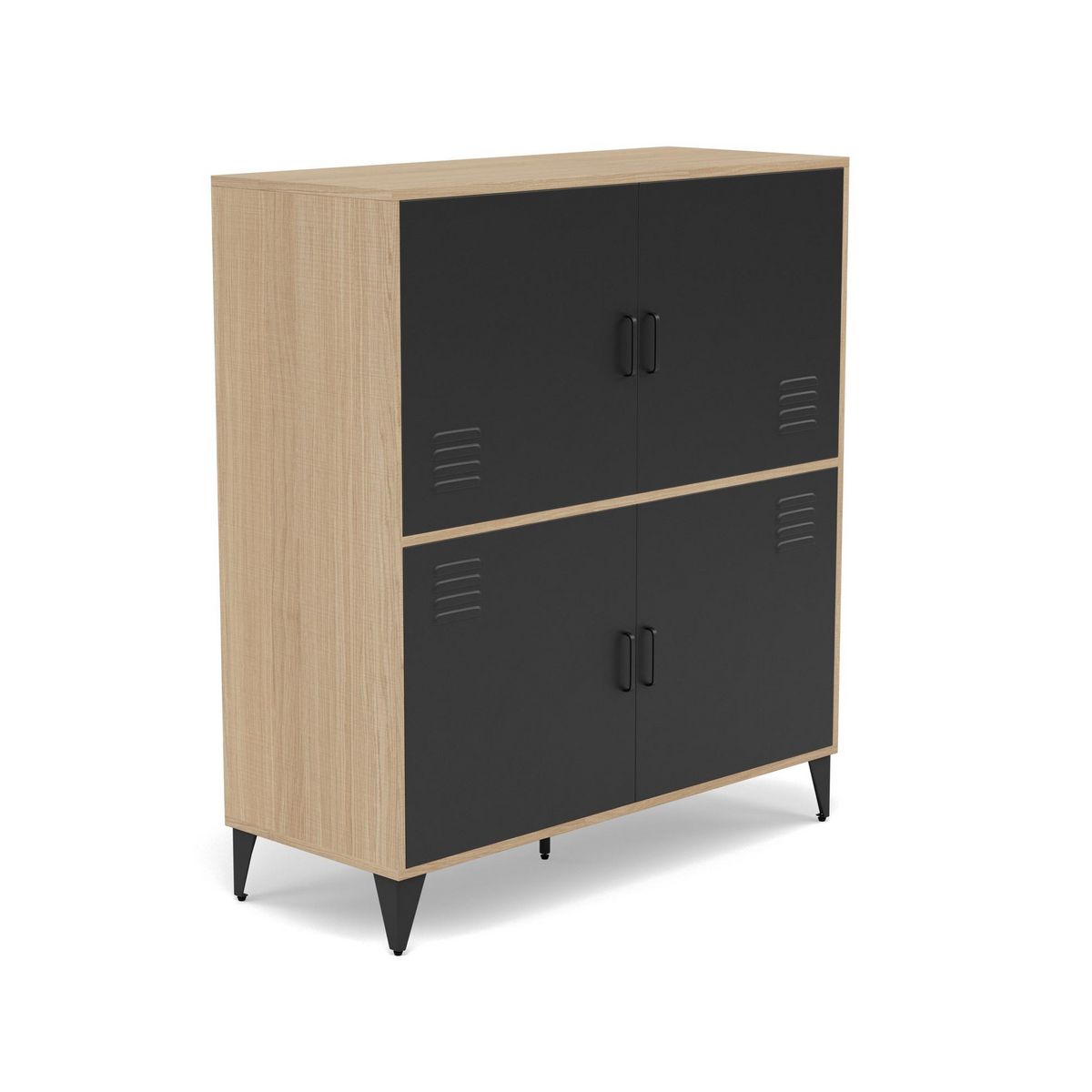 BEST MOBILIER Tribeca - buffet haut - effet bois et métal noir - 100x112 cm