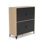 Voir la diapositive 2 : BEST MOBILIER Tribeca - buffet haut - effet bois et métal noir - 2 portes - 100x112 cm