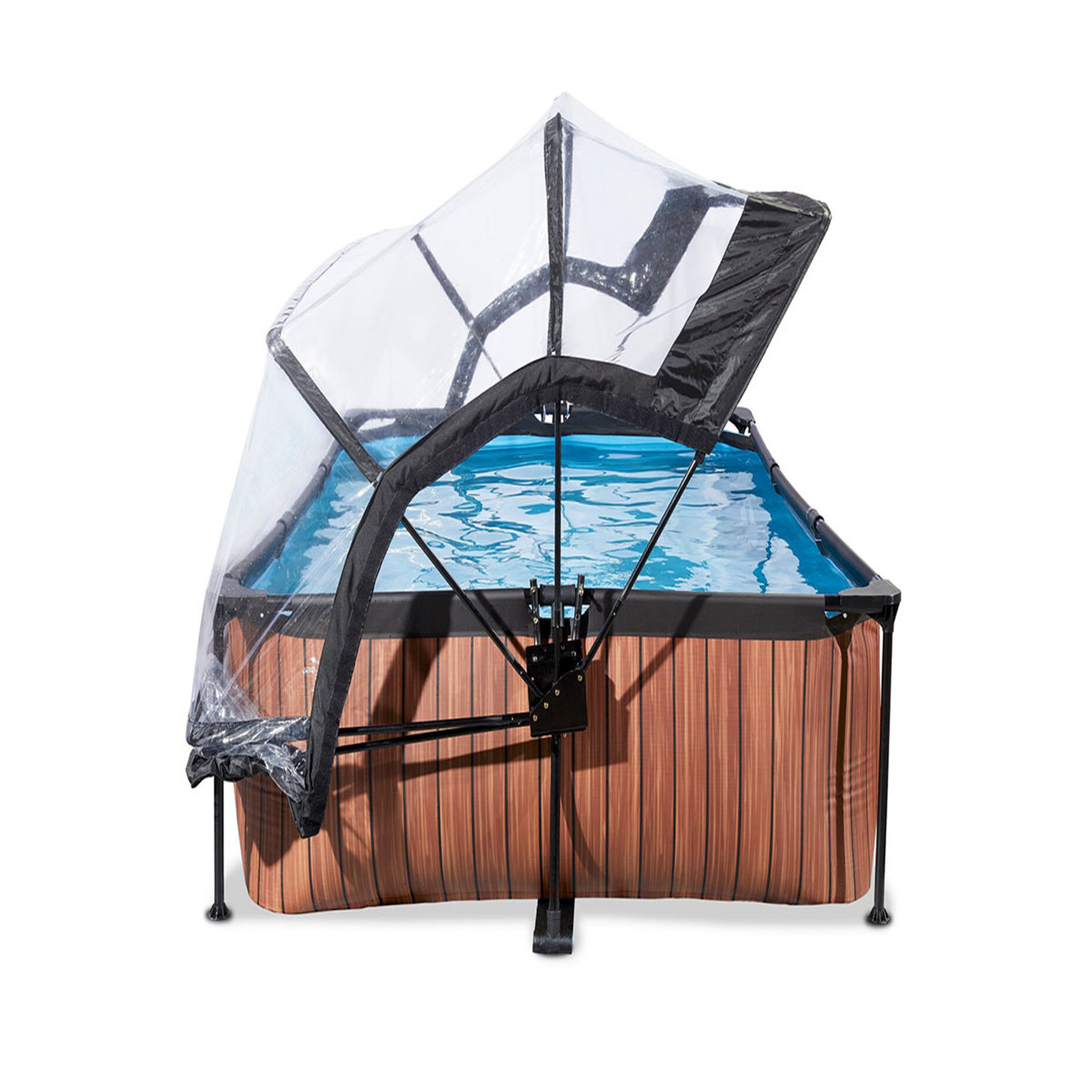 Voir la diapositive 4 : EXIT TOYS Piscine tubulaire Wood rectangulaire 2,20 x 1,50 x 0,65 m avec dôme - Exit Toys