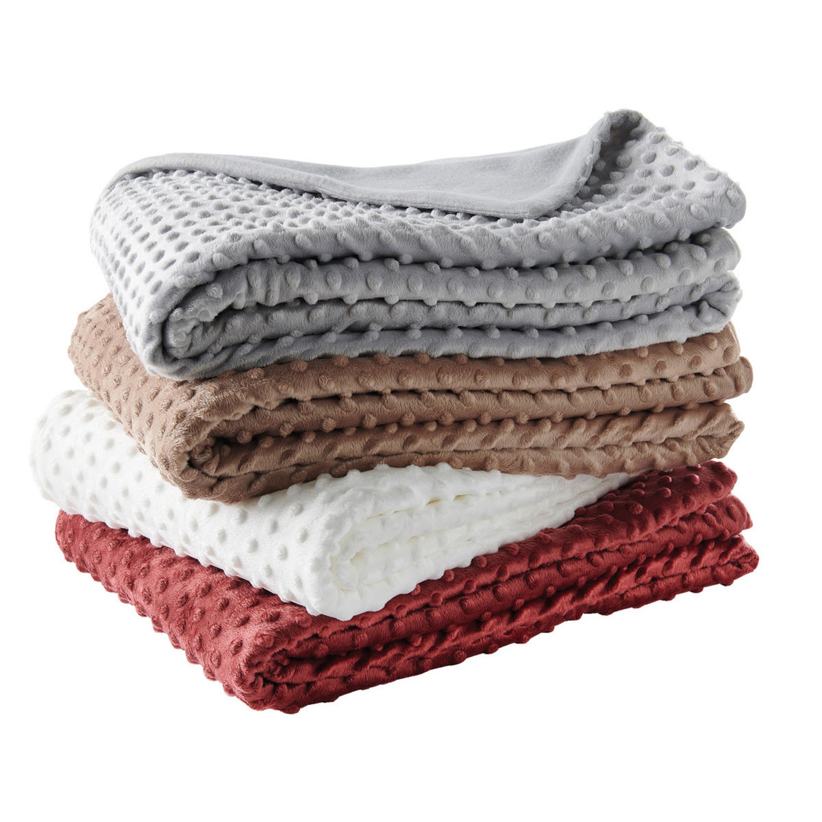 ACTUEL Plaid polaire uni en polyester effet gaufré