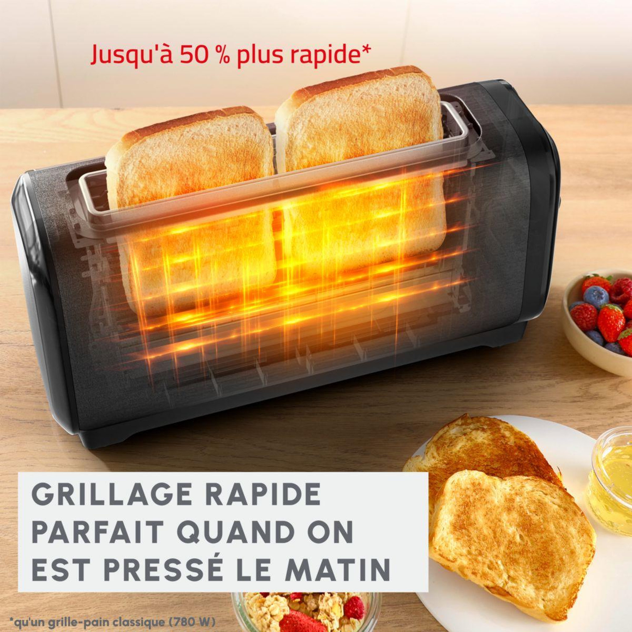 Voir la diapositive 3 : MOULINEX Grille-pain ls5s08e0 subito noir - longue fente