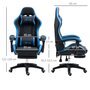 Voir la diapositive 3 : VINSETTO Chaise gaming - chaise de bureau gamer inclinable réglable repose-pieds rétractable coussins synthétique noir bleu